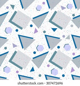 seamless background with geometric shapes, the design of the 80s - vector illustration. In retro memphis group style
