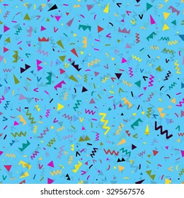 seamless background with geometric shapes, the design of the 80s - vector illustration. In retro Memphis group style