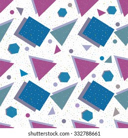 seamless background with geometric shapes, the design of the 80s - vector illustration. In retro memphis group style