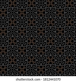 Fondo sin inconvenientes con formas geométricas. Ornamento de línea. Colores negros y dorados. Imagen del vector