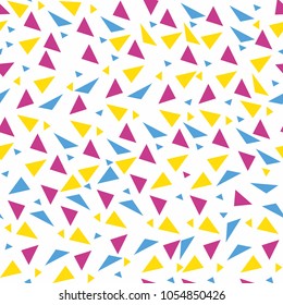Seamless background from geometric shapes. Triangles of different sizes and shades of color. Texture seamless