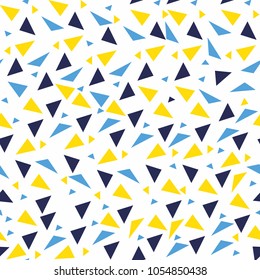 Seamless background from geometric shapes. Triangles of different sizes and shades of color. Texture seamless