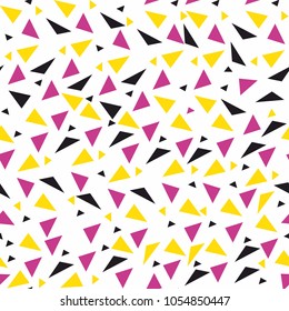 Seamless background from geometric shapes. Triangles of different sizes and shades of color. Texture seamless