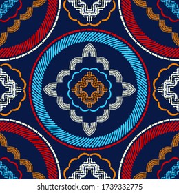 Seamless background. Geometry. Design with manual hatching. Ethnic boho ornament. Tribal motif. Vector illustration for web design or print.