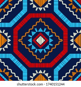 Seamless background. Geometry. Design with manual hatching. Ethnic boho ornament. Tribal motif. Vector illustration for web design or print.