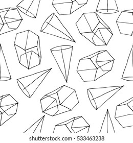 Seamless background geometry hand drawn black and white pattern with isolated figure for your design