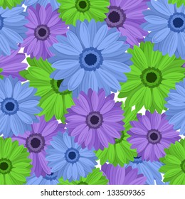 Seamless background with gerbera flowers. Vector illustration.