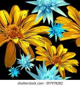 seamless background gerbera flowers. Vector