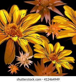 seamless background gerbera flowers. Vector