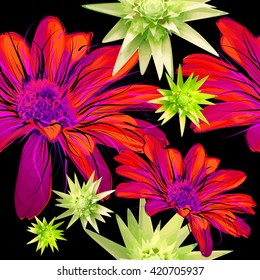 seamless background gerbera flowers. Vector