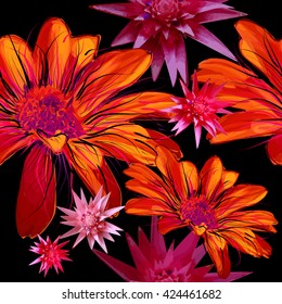 seamless background gerbera flowers. Vector