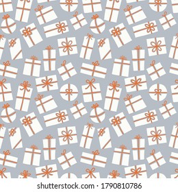Fondo impecable con cajas de regalo. Se puede usar para papel tapiz, rellenos de patrones, textil, fondo de página web, texturas superficiales