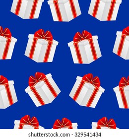 Seamless background with gifts, vector illustration