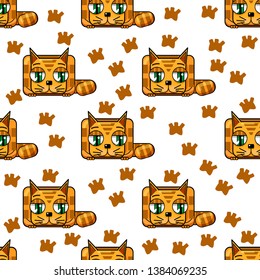 seamless background with ginger cat