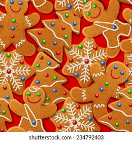 Seamless background with gingerbread