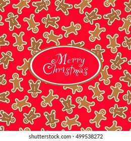 Seamless background gingerbread on merry Christmas