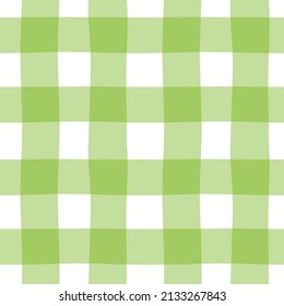 Seamless background with gingham pattern. Patterns for decoration. Green wrapping paper pattern. Hand drawn vector.