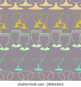 seamless background with glasses, dishes