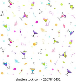  Seamless background with glasses in modern style. Vector pattern. 