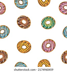 seamless background with glazed donuts