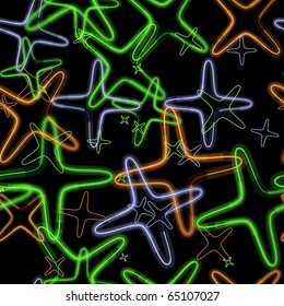 Seamless background with glowing stars. Vector illustration.