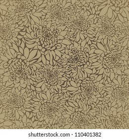Seamless background with gold chrysanthemums