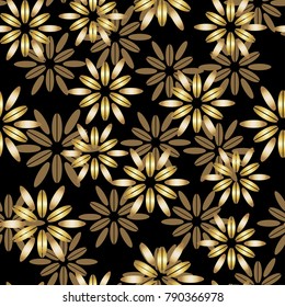 Seamless background with gold flowers