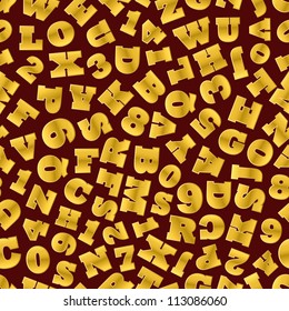 Seamless background of gold letters