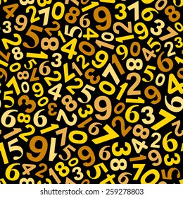 Seamless Background with Gold Numbers on Black. Vector