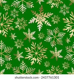 Seamless background with gold snowflakes winter pattern
