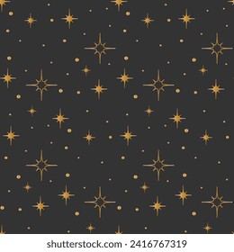 Fondo sin inconvenientes con estrellas doradas. patrón. Papel envuelto.