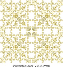 Seamless background with golden classic damask pattern, Texture with floral ornament, Luxury gold flower, Template for wallpaper, carpet, web, curtain, Vector Illustration for Elegant Textile Design