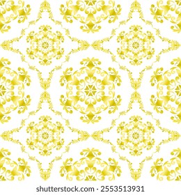 Seamless background with golden classic pattern, Texture with elegant floral ornament, Luxury gold flower, Template for wallpaper, carpet, web, curtain, Vector Illustration for Elegant Textile Design