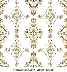Seamless background with golden classic pattern, Texture with elegant floral ornament, Luxury gold flower, Template for wallpaper, carpet, web, curtain, Vector Illustration for Elegant Textile Design