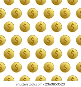 Fondo impecable con monedas de oro. Ilustración vectorial.