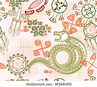 Seamless background with golden dragon. EPS10 vector illustration