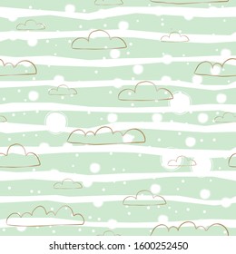 Seamless background with golden raining clouds on blue background. Vector Illustration