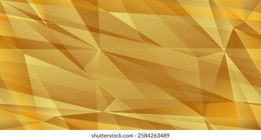 Seamless background of golden triangles. Gradient triangles for background. Vector illustration