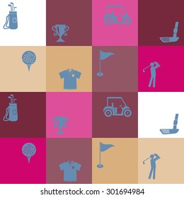 Seamless background with golf icons for your design