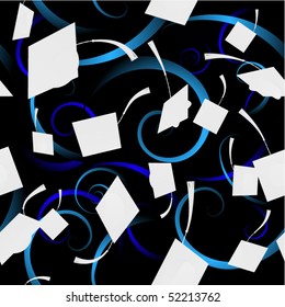 Seamless background of graduation caps and swirls