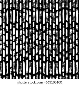 Seamless background with grange element. Abstract backdrop with brush strokes. Black and white tileable wallpaper with pattern line, strip spot  for textile, cover and invitation.  Vector