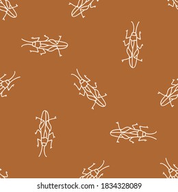 Patrón neutro de género de los insectos de los saltamontes de fondo. Espectacular color mínimo de la tierra de 2 tonos. Papel mural infantil o insectos de dibujos animados de boho por todo el mundo impreso. 