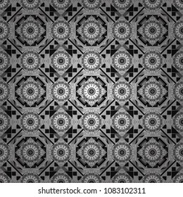 A seamless background. Gray, black and white texture. Graphic vector pattern. Wallpaper in the geometrical style. Abstract ornament.
