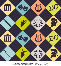 Seamless background with greece symbols for your design