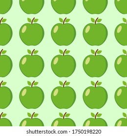 Seamless background of green apple. Vector illustration.
