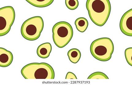 seamless background with green avocado pattern cartoon repeat seamless style, replete image design for fabric printing or kids wallpaper or food backgrounds