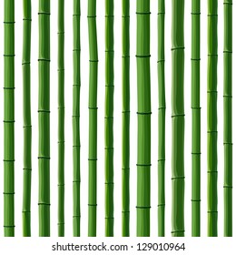 Seamless background of green bamboo forest on white.