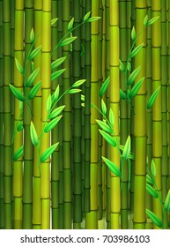 Seamless background with green bamboo illustration