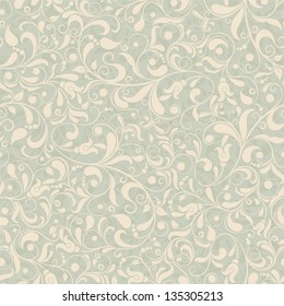 Seamless background of green and beige color in the style of Damascus