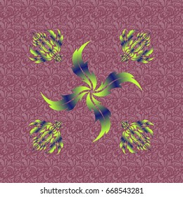 Seamless background. Green, blue and purple ornament. Floral seamless pattern. Wallpaper baroque, damask.
